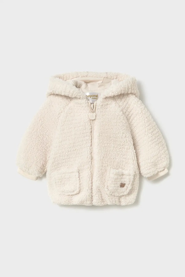 Кофта на застібці з капюшоном для немовлят Mayoral Newborn колір білий