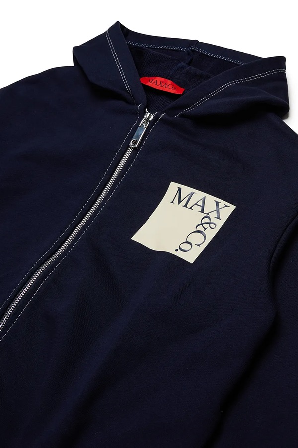 Кофта на застібці з капюшоном дитяча бавовняна Max&Co. MAXS18F SWEAT-SHIRT колір темно-синій фото 2
