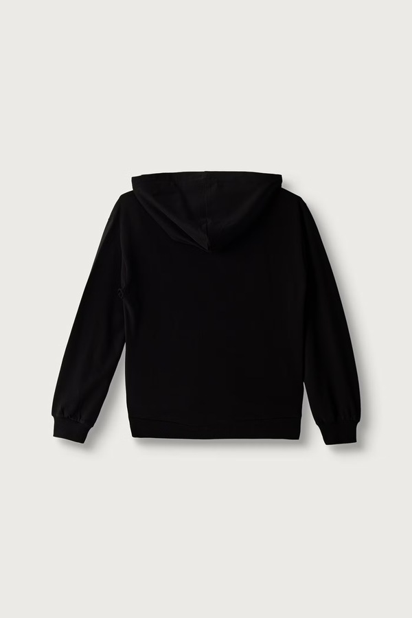 Кофта з капюшоном дитяча бавовняна з еластаном EA7 Emporio Armani колір чорний