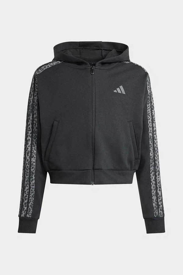 Кофта на застібці з капюшоном дитяча з бавовною adidas колір чорний