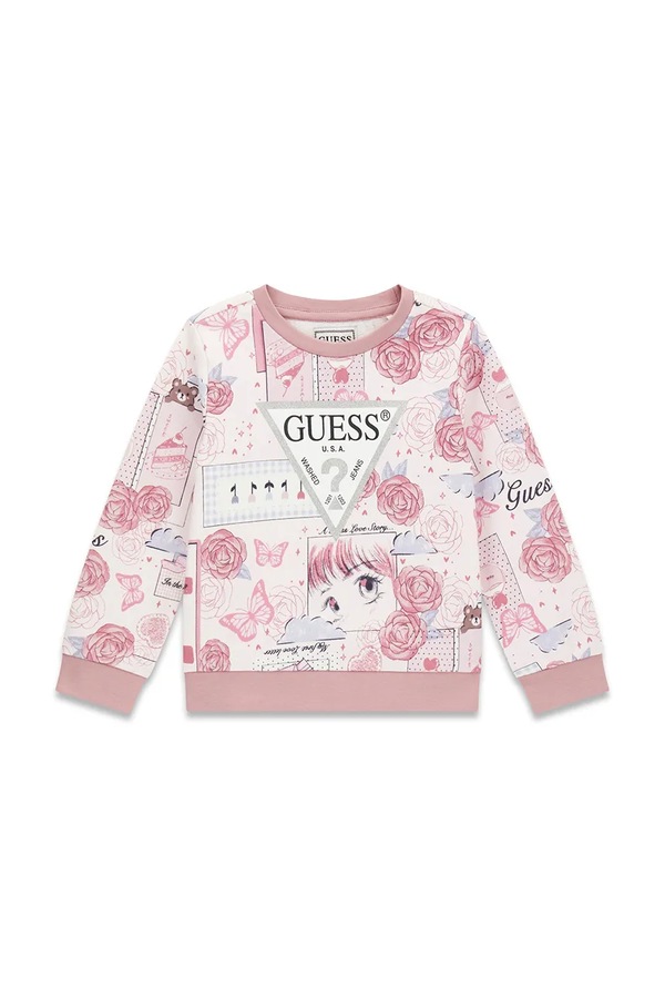 Кофта дитяча бавовняна Guess колір рожевий