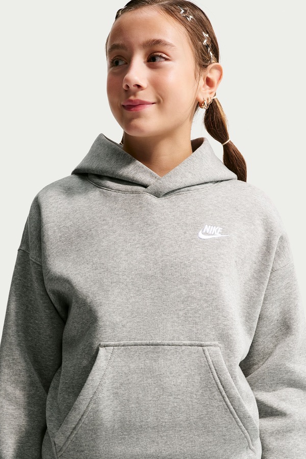 Кофта з капюшоном дитяча з бавовною Nike Sportswear Club Fleece колір сірий