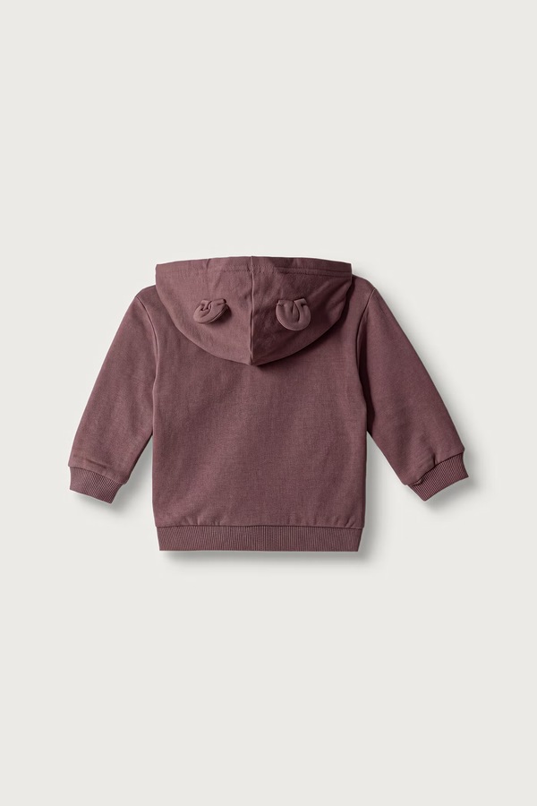 Кофта з капюшоном для немовлят з бавовною United Colors of Benetton колір фіолетовий