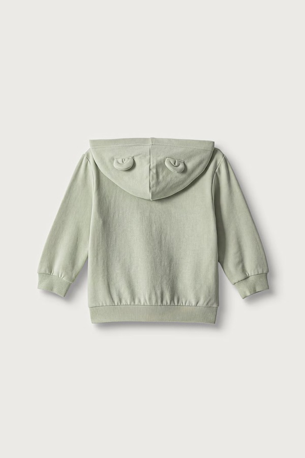 Кофта з капюшоном для немовлят з бавовною United Colors of Benetton колір зелений