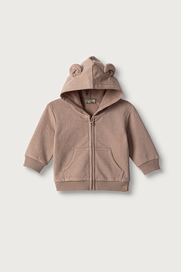 Кофта с капюшоном для младенцев с хлопком United Colors of Benetton цвет коричневый