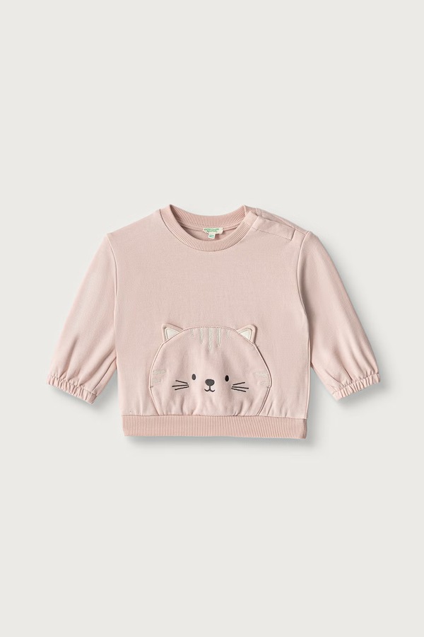 Кофта для младенцев с хлопком United Colors of Benetton цвет розовый