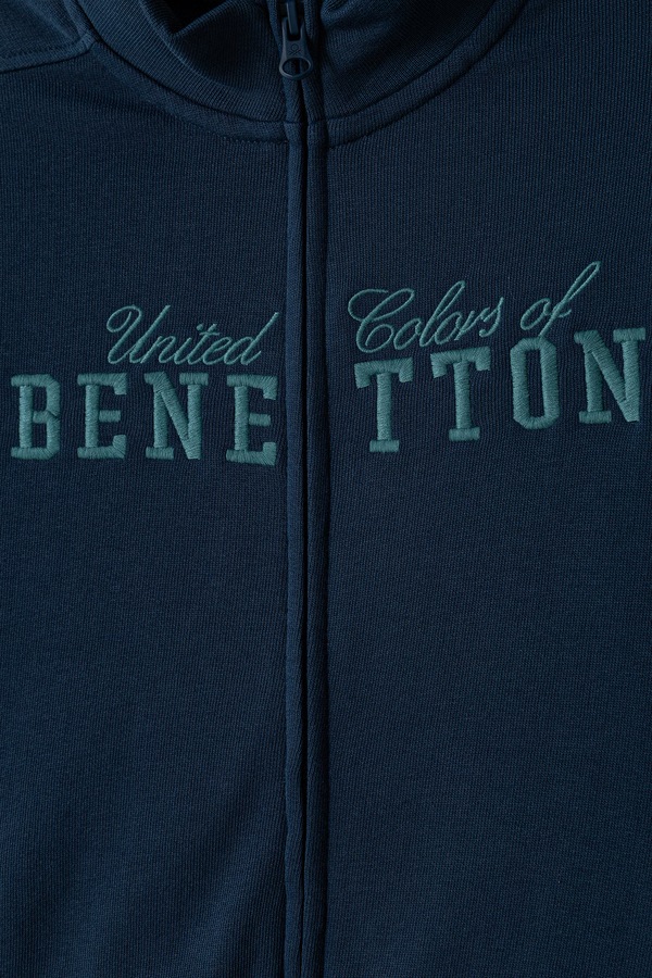 Кофта на застібці дитяча бавовняна United Colors of Benetton колір темно-синій фото 2