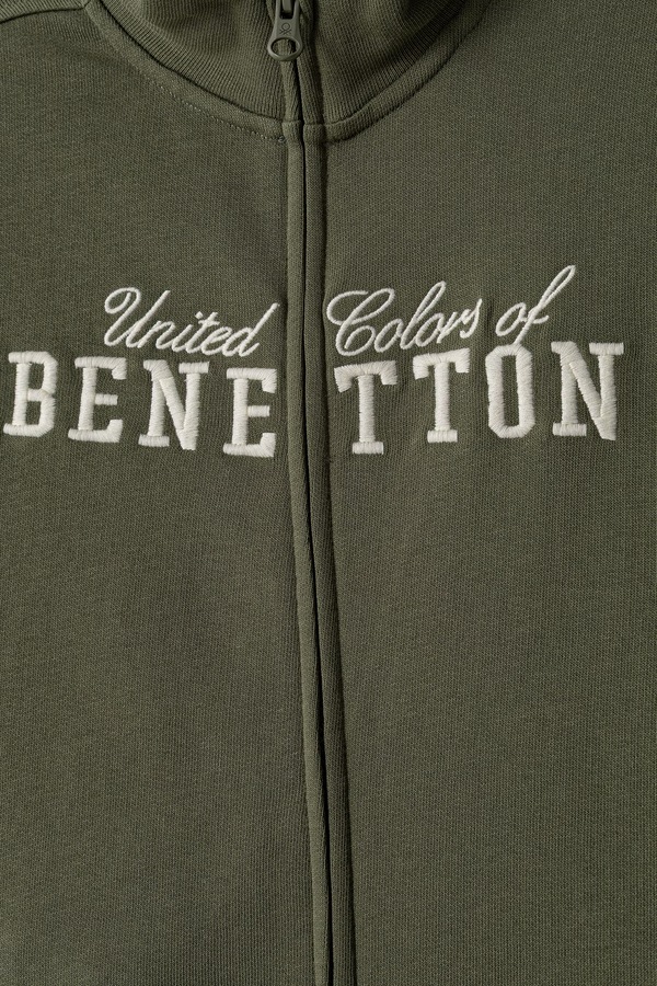 Кофта на застібці дитяча бавовняна United Colors of Benetton колір зелений фото 2