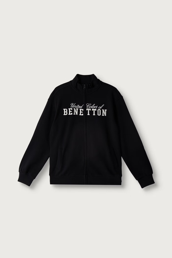 Кофта на застежке детская хлопковая United Colors of Benetton цвет черный