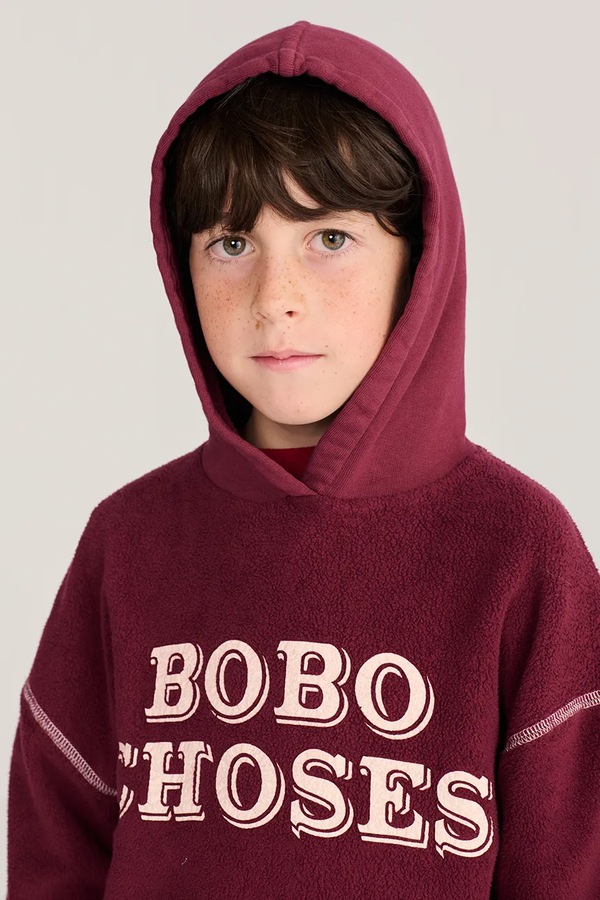 Кофта з капюшоном дитяча бавовняна Bobo Choses колір бордовий фото 2