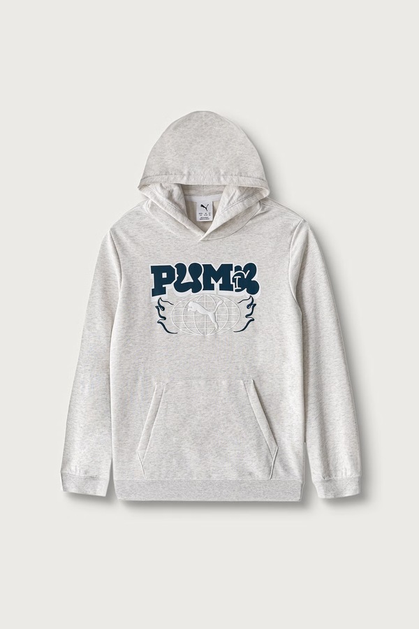 Кофта з капюшоном дитяча з бавовною Puma MID90s Hoodie колір сірий