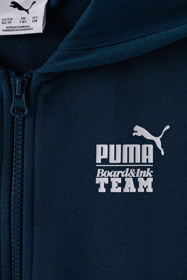 Кофта з капюшоном дитяча з бавовною Puma Mid90s Relaxed Full-Zip Hoodie TR B колір блакитний фото 2