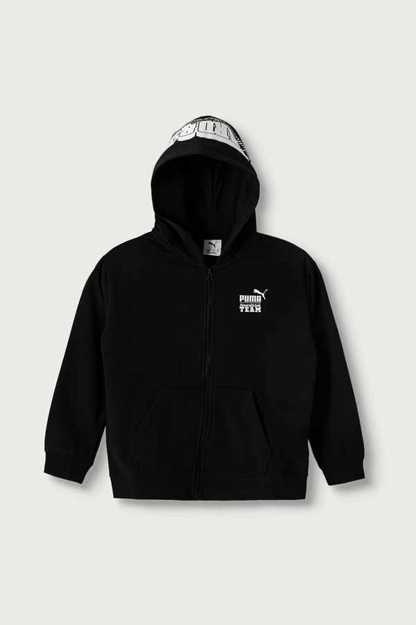 Кофта с капюшоном детская с хлопком Puma Mid90s Relaxed Full-Zip Hoodie TR B цвет черный