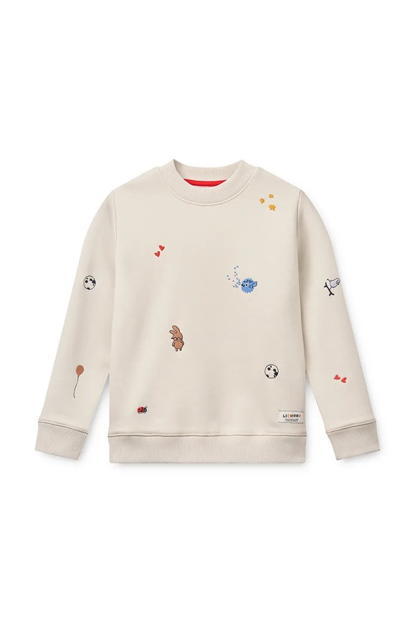 Кофта детская хлопковая Liewood Ridley Embroidered Sweatshirt цвет бежевый