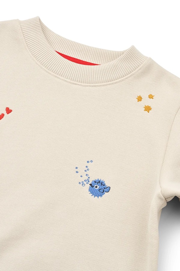 Кофта дитяча бавовняна Liewood Ridley Embroidered Sweatshirt колір бежевий фото 3