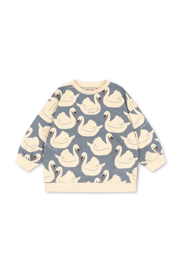 Кофта дитяча бавовняна Konges Sløjd LOUPY PRINT SWEAT SHIRT GOTS колір блакитний