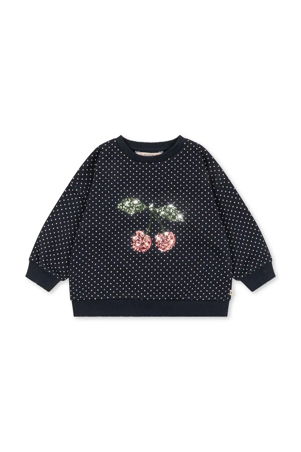 Кофта дитяча з бавовною Konges Sløjd LOU DOT SEQUIN SWEAT SHIRT GOTS колір чорний