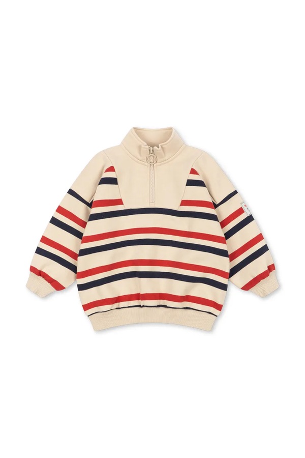 Кофта дитяча з бавовною Konges Sløjd LOU HALF ZIP SWEAT GOTS колір бежевий