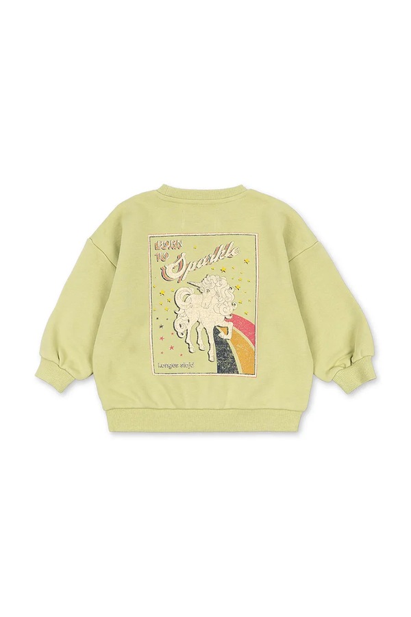 Кофта детская хлопковая Konges Sløjd LOU SWEAT SHIRT GOTS цвет зеленый фото 2