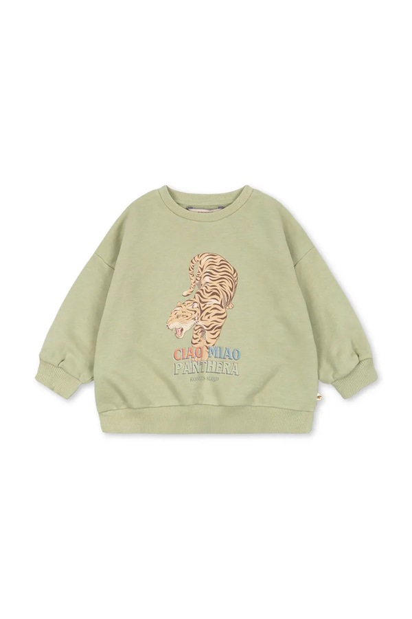 Кофта дитяча бавовняна Konges Sløjd LOU SWEAT SHIRT GOTS колір зелений