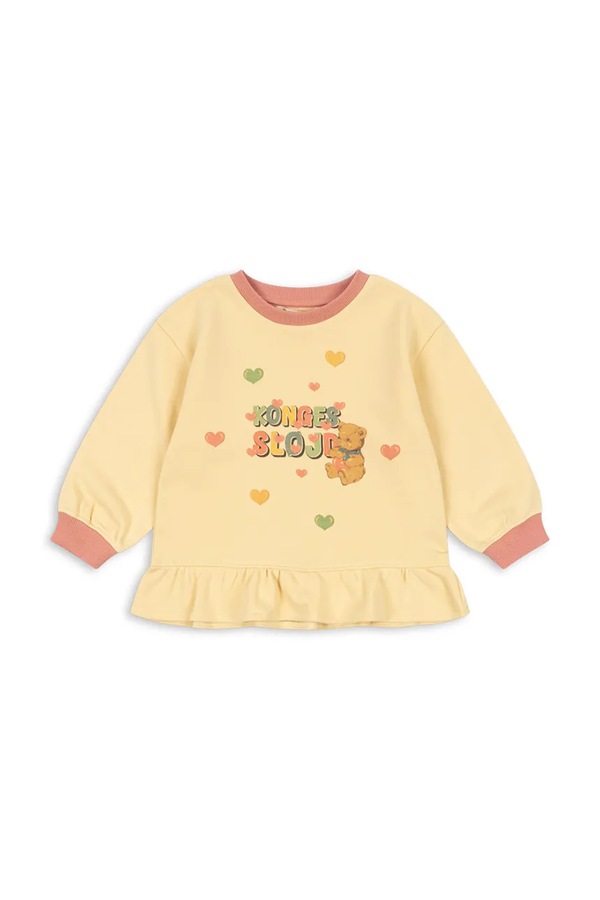 Кофта детская с хлопком Konges Sløjd SPOTTY FRILL SWEAT GOTS цвет желтый