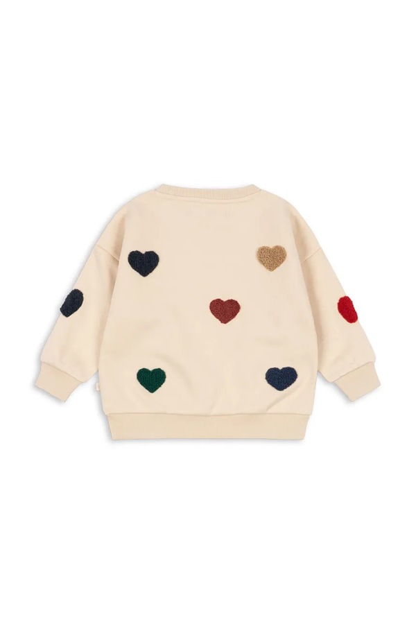 Кофта оверсайз детская с хлопком Konges Sløjd LOU TERRY SWEAT SHIRT OCS цвет бежевый