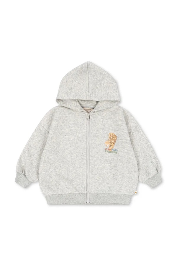 Кофта на застібці з капюшоном дитяча з бавовною Konges Sløjd LOU SWEAT ZIP HOOD GOTS колір сірий