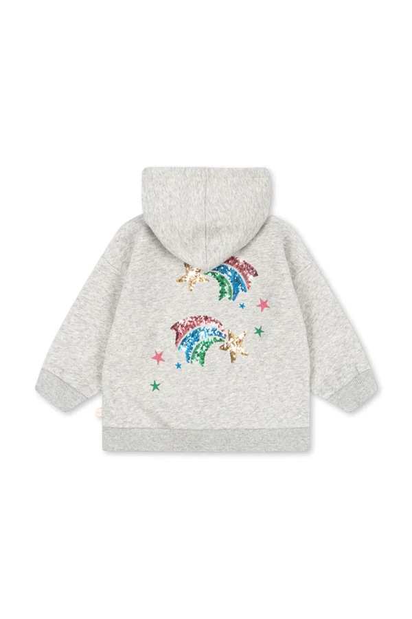 Кофта на застібці з капюшоном дитяча з бавовною Konges Sløjd LOU SEQUIN SWEAT ZIP HOOD GOTS колір сірий