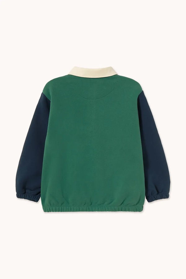 Лонгслів дитячий бавовняний Tinycottons COLOR BLOCK POLO SLEEVE TEE колір зелений