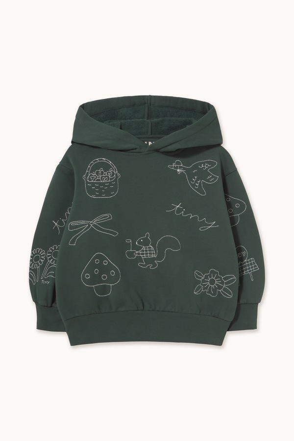 Кофта з капюшоном дитяча бавовняна Tinycottons TINY APPLES HOODIE колір зелений