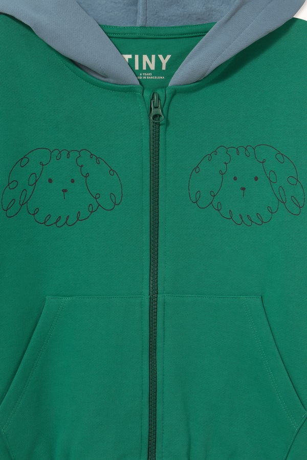 Кофта з капюшоном дитяча бавовняна Tinycottons CURLY DOG COLOR BLOCK HOODIE колір зелений фото 3