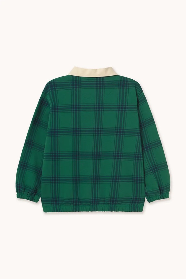 Кофта дитяча бавовняна Tinycottons GREEN CHECK POLO SWEATSHIRT колір зелений