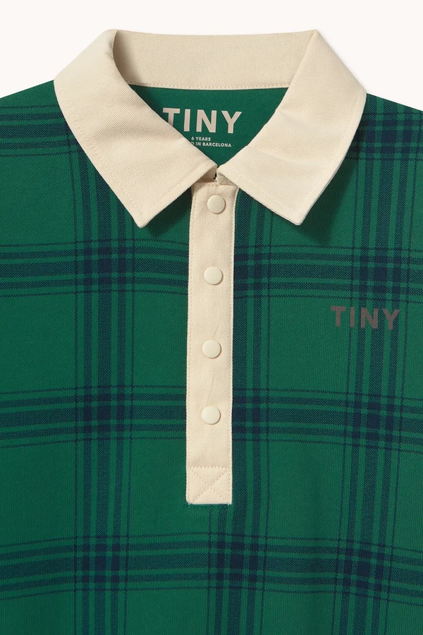 Кофта дитяча бавовняна Tinycottons GREEN CHECK POLO SWEATSHIRT колір зелений фото 2