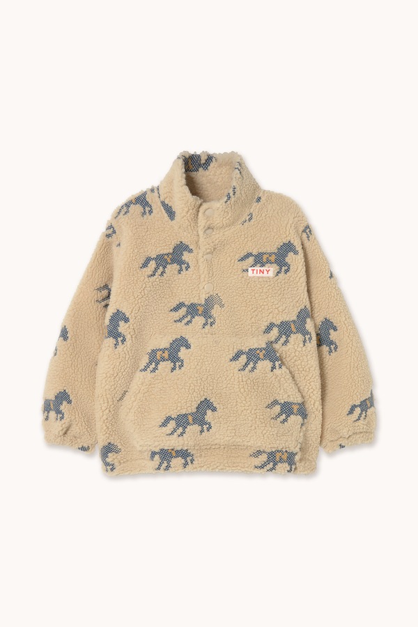 Кофта з капюшоном дитяча Tinycottons HORSES SHERPA SWEATSHIRT колір бежевий фото 2