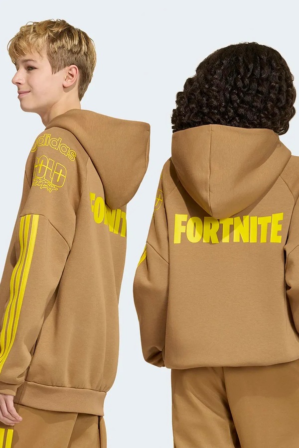 Кофта з капюшоном дитяча з бавовною adidas FORTNITE колір коричневий фото 2
