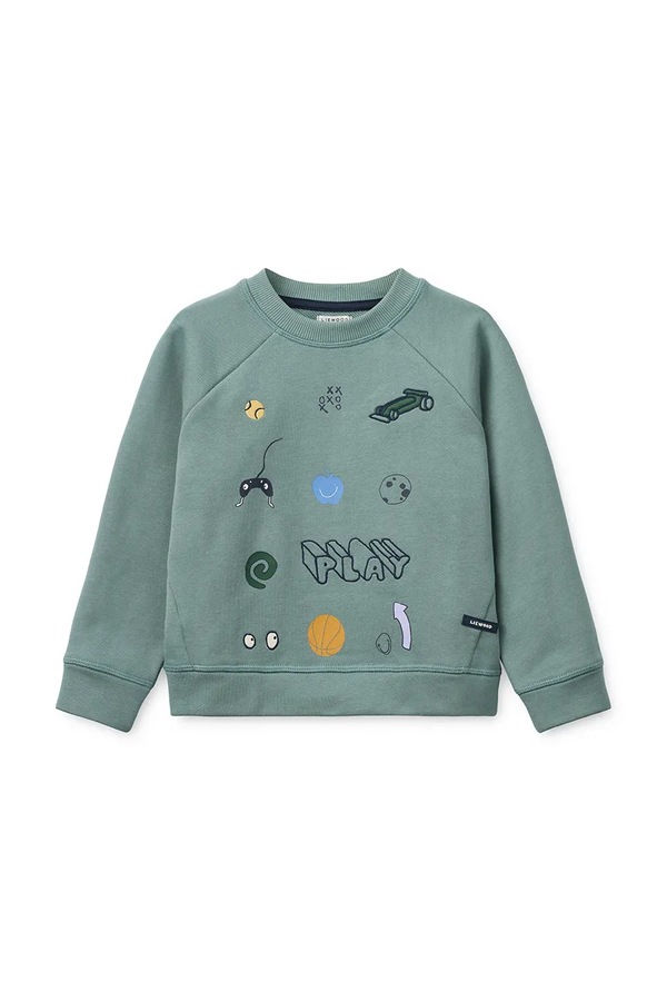 Кофта дитяча бавовняна Liewood Orson Sweatshirt колір зелений