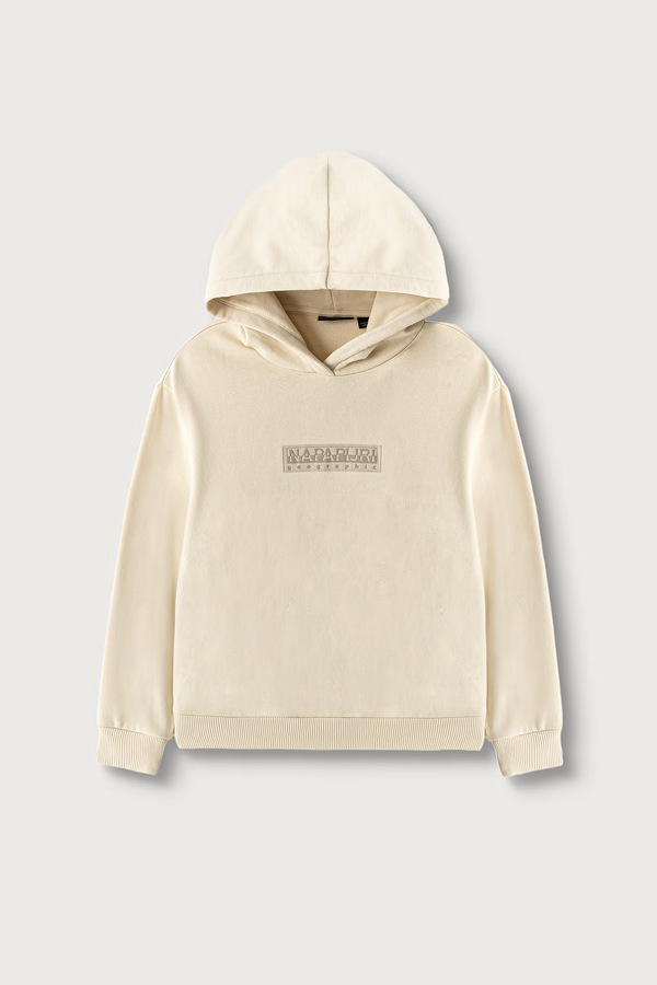Кофта з капюшоном дитяча з бавовною Napapijri B-NEW BOX LOGO H W колір бежевий