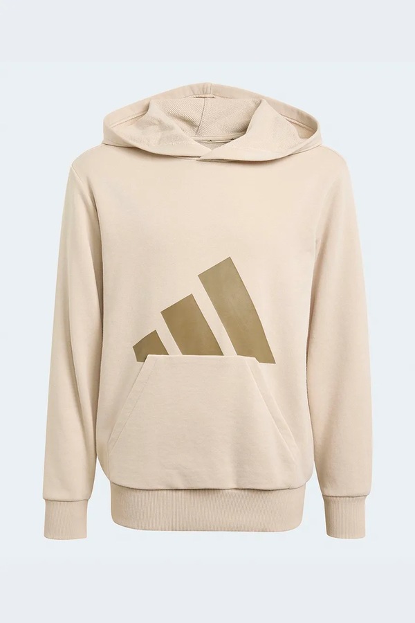 Кофта з капюшоном дитяча з бавовною adidas колір бежевий