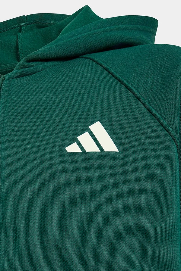 Кофта на застібці з капюшоном дитяча з бавовною adidas колір зелений фото 4