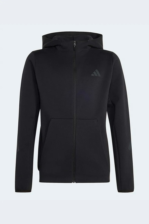 Кофта на застібці дитяча з бавовною adidas колір чорний