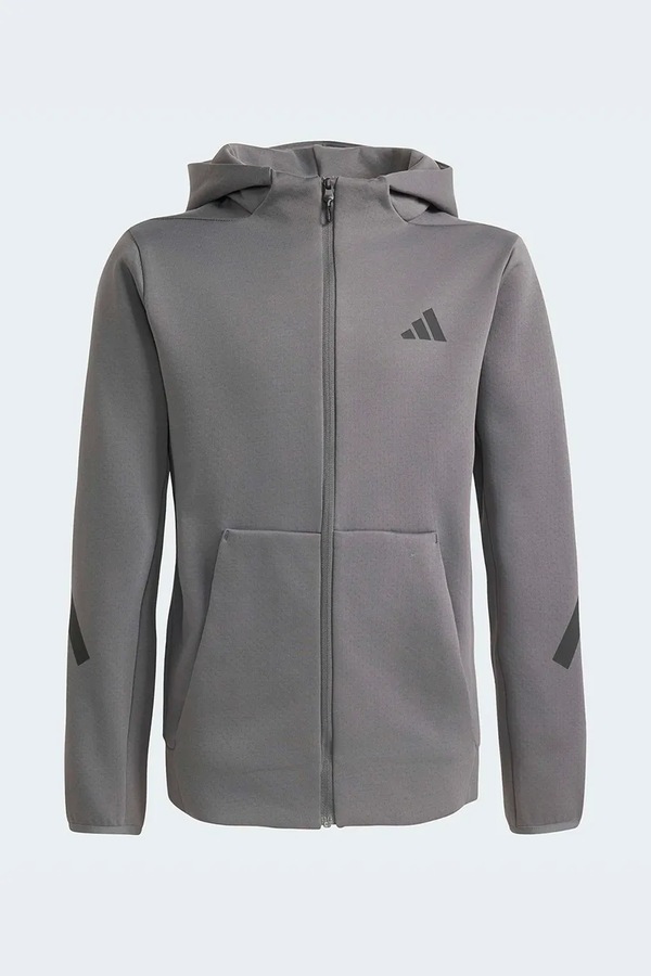 Кофта на застібці з капюшоном дитяча adidas колір сірий