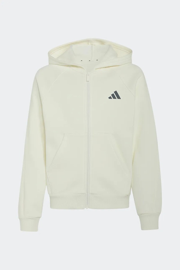 Кофта, яка розстібається, з капюшоном дитяча з бавовною adidas колір бежевий