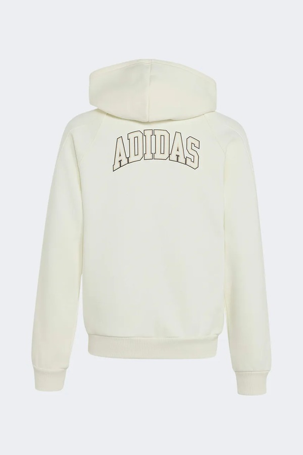 Кофта, яка розстібається, з капюшоном дитяча з бавовною adidas колір бежевий