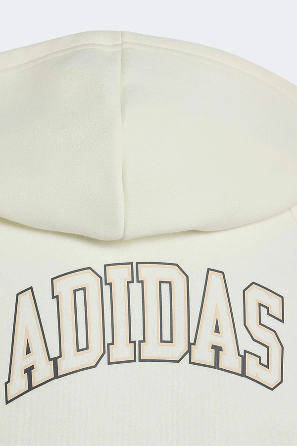 Кофта, яка розстібається, з капюшоном дитяча з бавовною adidas колір бежевий фото 2