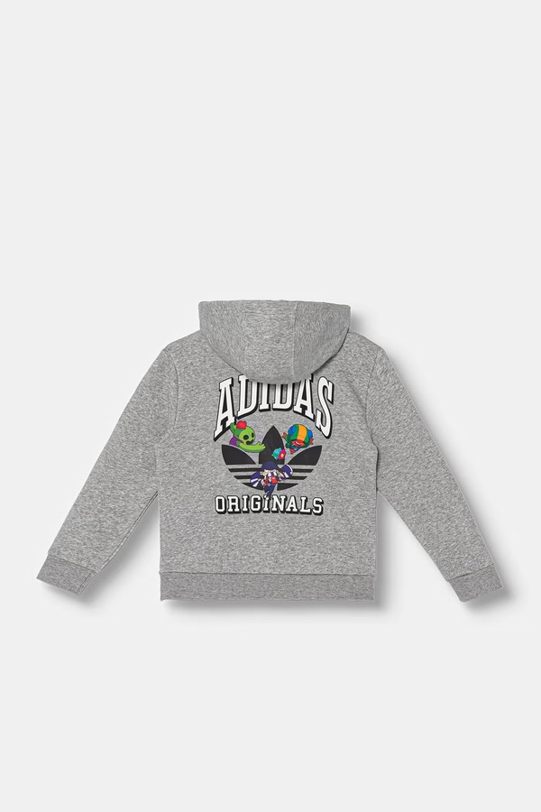 Кофта з капюшоном дитяча з бавовною adidas Originals колір сірий