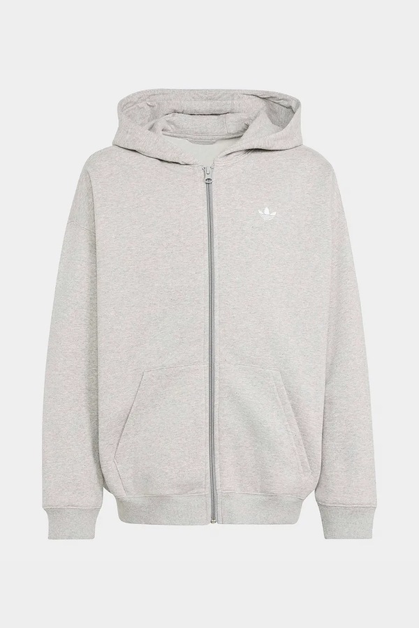 Кофта, яка розстібається, з капюшоном дитяча з бавовною adidas Originals колір сірий