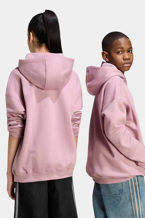 Кофта з капюшоном дитяча з бавовною adidas Originals колір рожевий фото 2