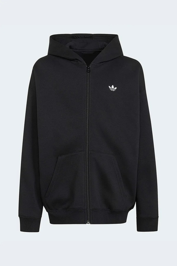 Кофта, яка розстібається, з капюшоном дитяча з бавовною adidas Originals колір чорний
