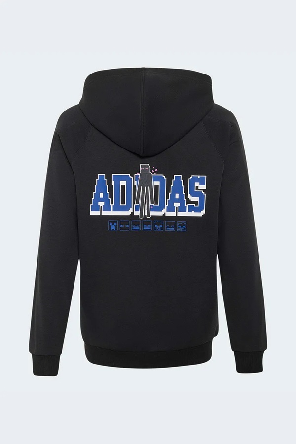 Кофта з капюшоном дитяча з бавовною adidas MINECRAFT колір чорний
