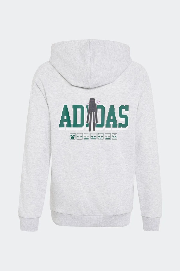 Кофта з капюшоном дитяча з бавовною adidas MINECRAFT колір сірий